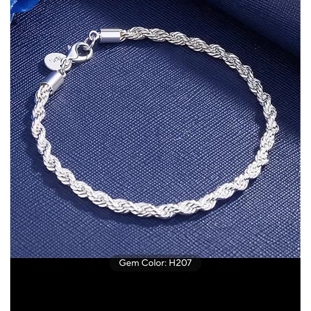 NEW‎ Sterling Silver 925 Rope Chain Bracelet